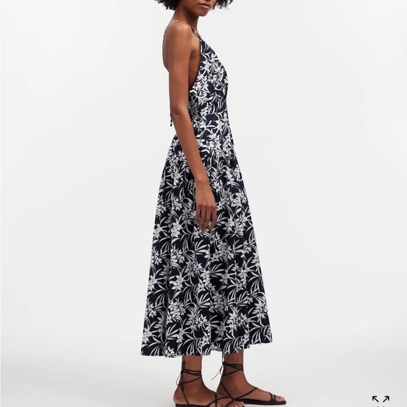 NWT Madewell Smocked Halter Midi Dress in Poplin - deep indigo - size 6 - Picture 3 of 12